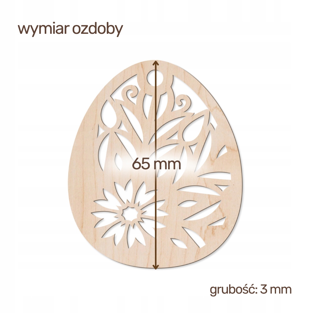 Ozdoba Wielkanocna Drewniana Zawieszka Jajko EKO - Wzory do wyboru - obrazek 5