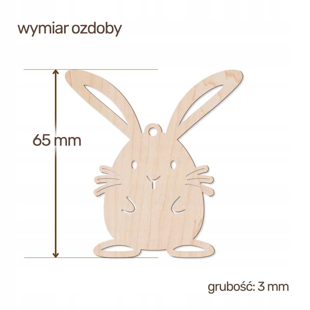 Ozdoba Wielkanocna Drewniana Zawieszka Zajączek EKO - Wzory do wyboru - obrazek 5