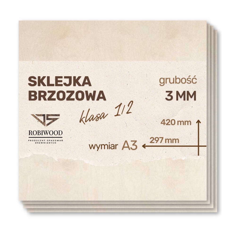 Sklejka Brzozowa do Lasera 3mm A3 1szt CNC RobiWood