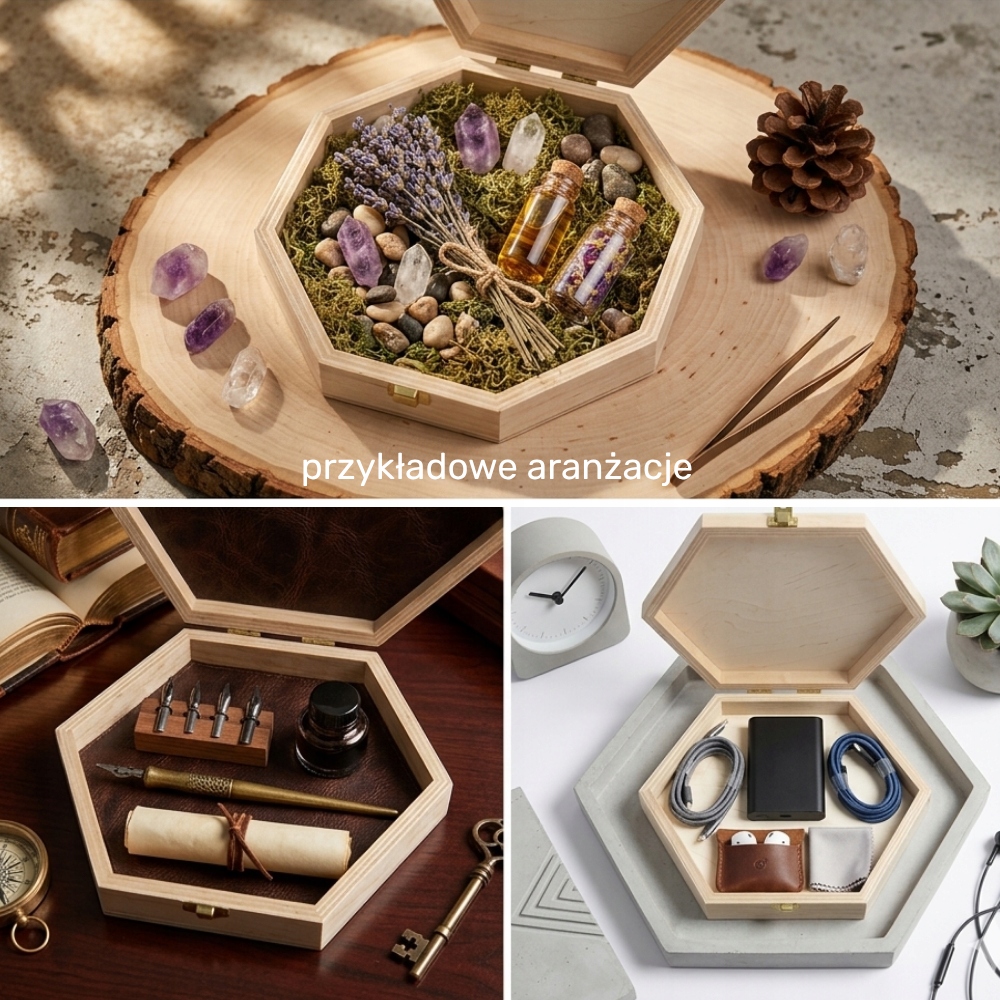 Pudełko Drewniane HEKSAGON Plaster Miodu DIY eko RobiWood - obrazek 5