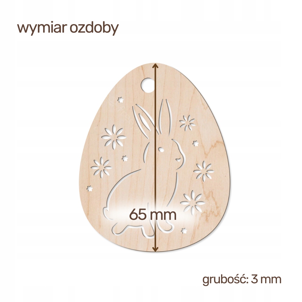 Ozdoba Wielkanocna Drewniana Zawieszka Jajko Zajączek EKO - Wzory do wyboru - obrazek 5