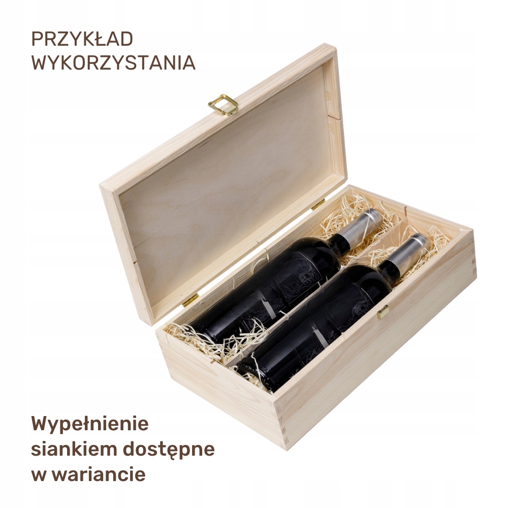 Skrzynka Drewniana Zamykana na 2 wina Pudełko Prezent Eko Robiwood - obrazek 4