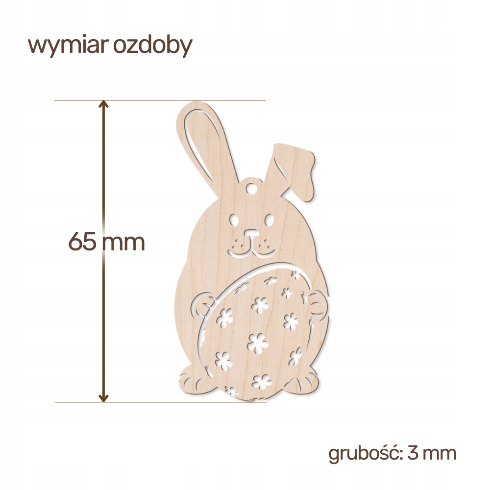 Ozdoba Wielkanocna Drewniana Zawieszka Zajączek EKO - Wzory do wyboru - obrazek 5