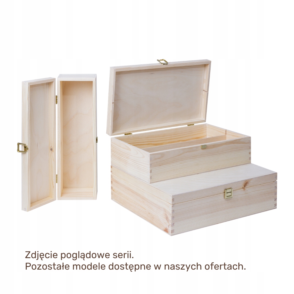 Drewniana Skrzynka Pudełko Zamykane na Wino 36x11x11 Prezent Eko RobiWood - obrazek 6