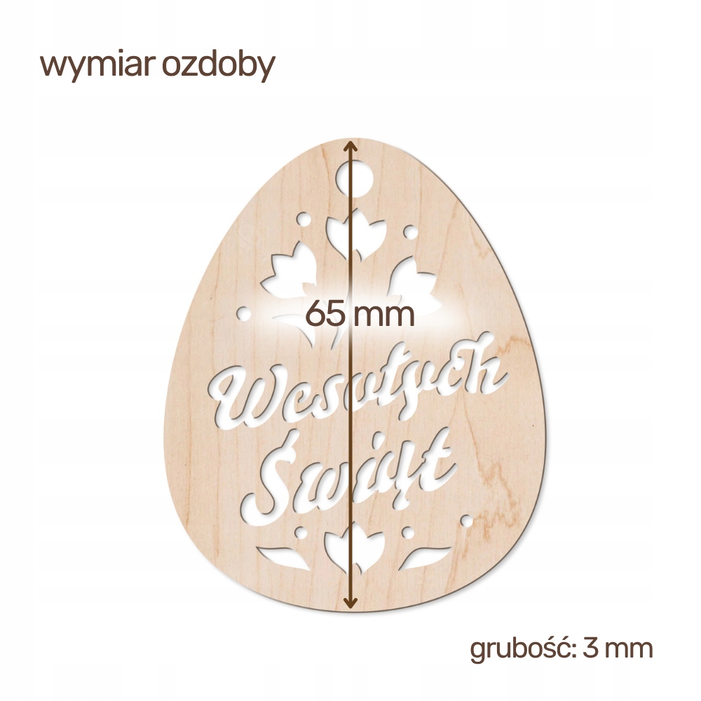 Ozdoba Wielkanocna Drewniana Zawieszka Jajko EKO - Wzory do wyboru - obrazek 5