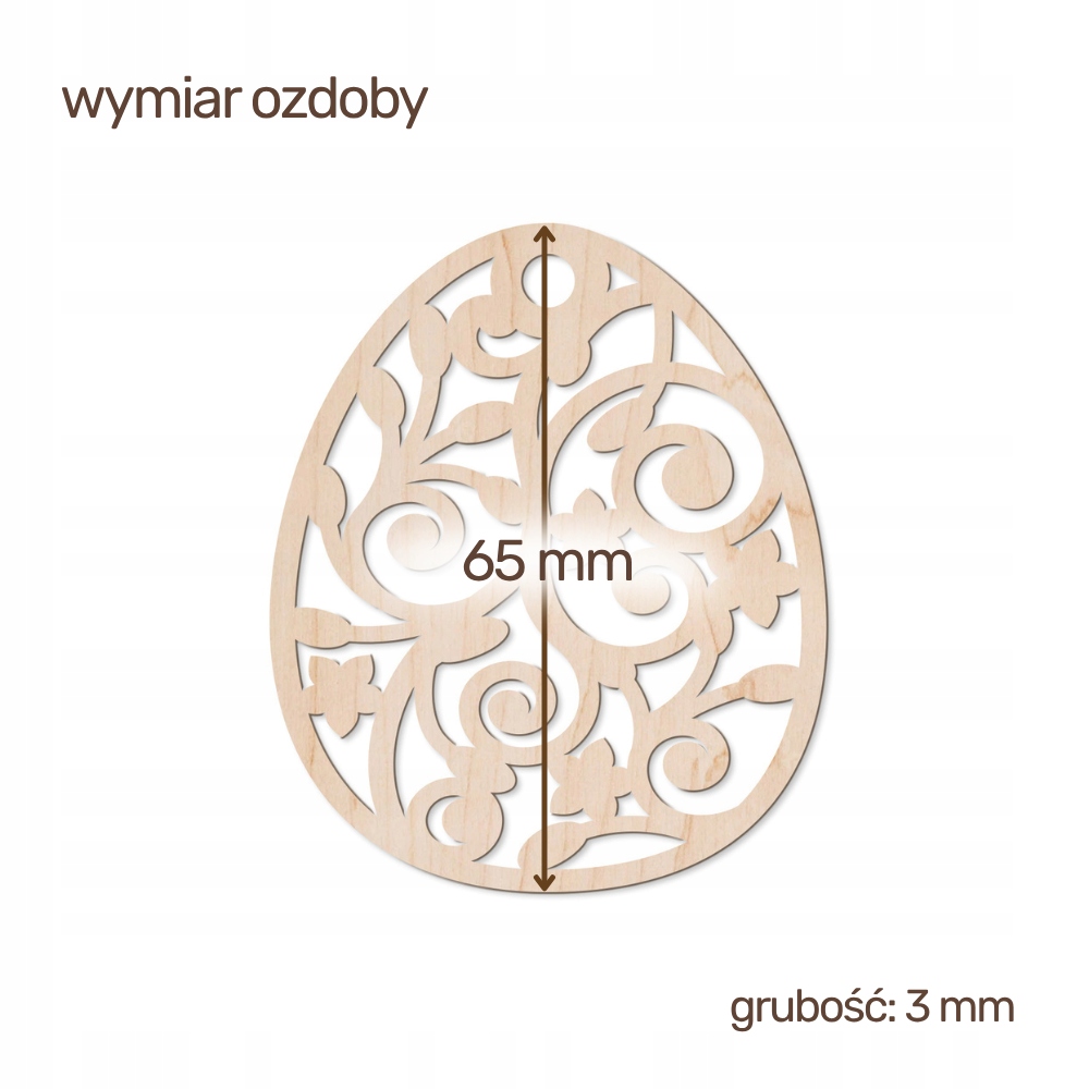 Ozdoba Wielkanocna Drewniana Zawieszka Jajko EKO - Wzory do wyboru - obrazek 5