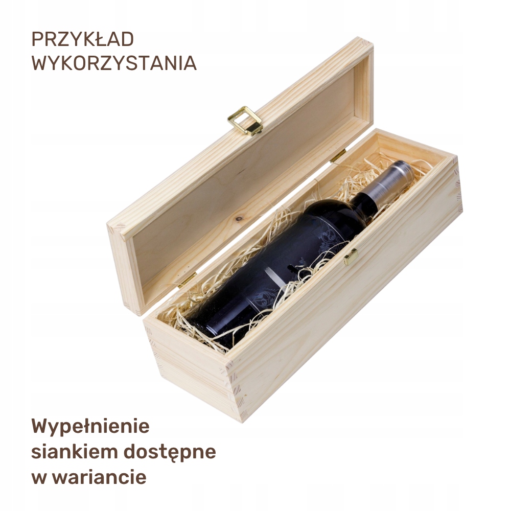 Drewniana Skrzynka Pudełko Zamykane na Wino 36x11x11 Prezent Eko RobiWood - obrazek 4