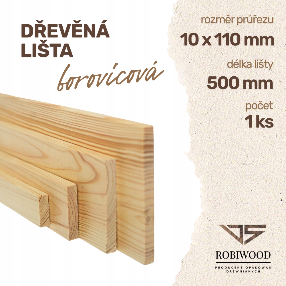 Listwa drewniana Sosnowa Strugana 10x110x500 mm Deska RobiWood