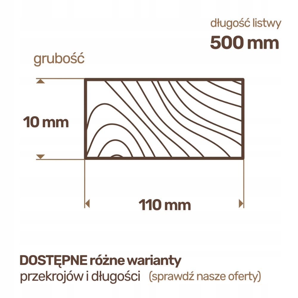 Listwa drewniana Sosnowa Strugana 10x110x500 mm Deska RobiWood - obrazek 2