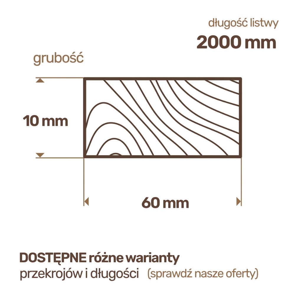 Listwa drewniana Sosnowa Strugana 10x60x2000 mm Deska RobiWood - obrazek 2