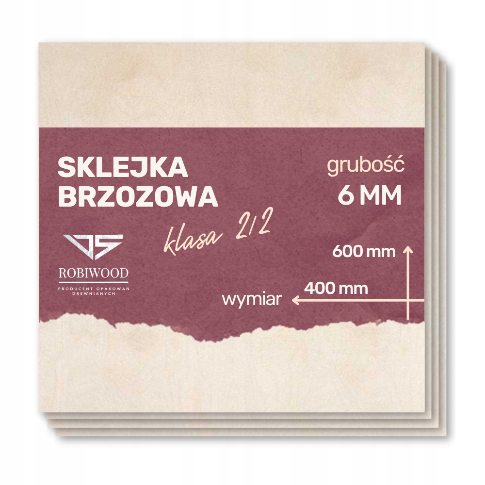 Sklejka Brzozowa do Lasera 6mm (600x400 mm) 1szt CNC RobiWood