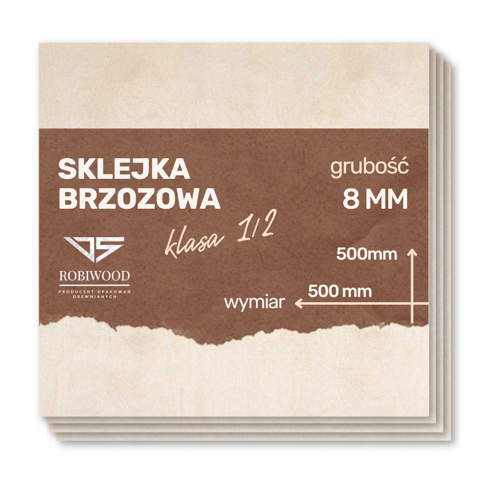 Sklejka Brzozowa do Lasera 8mm (500x500 mm) 1szt CNC RobiWood
