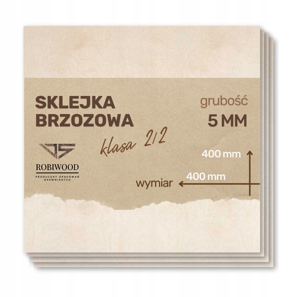 Sklejka Brzozowa do Lasera 5mm (400x400 mm) 1szt CNC RobiWood