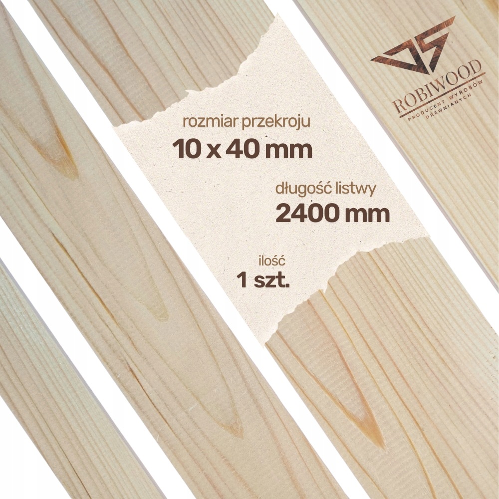 Listwa drewniana Sosnowa Strugana 10x110x2400 mm Deska RobiWood