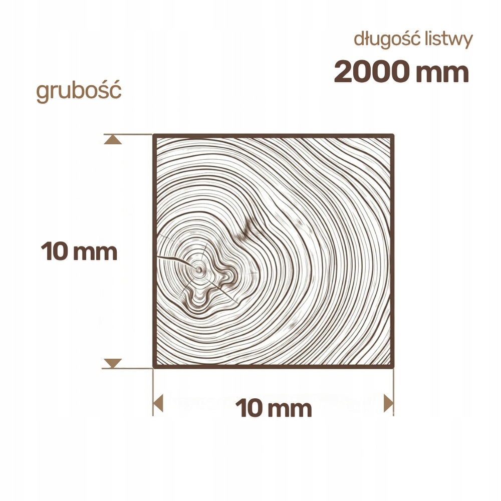 Listwa drewniana Sosnowa Strugana 10x10x2000 mm Deska RobiWood - obrazek 2