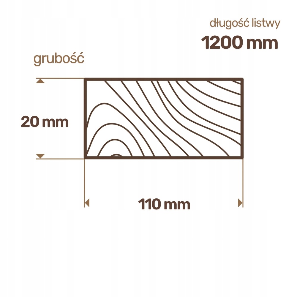 Kantówka drewniana Sosnowa Strugana 20x110x1200 mm Deska RobiWood - obrazek 2
