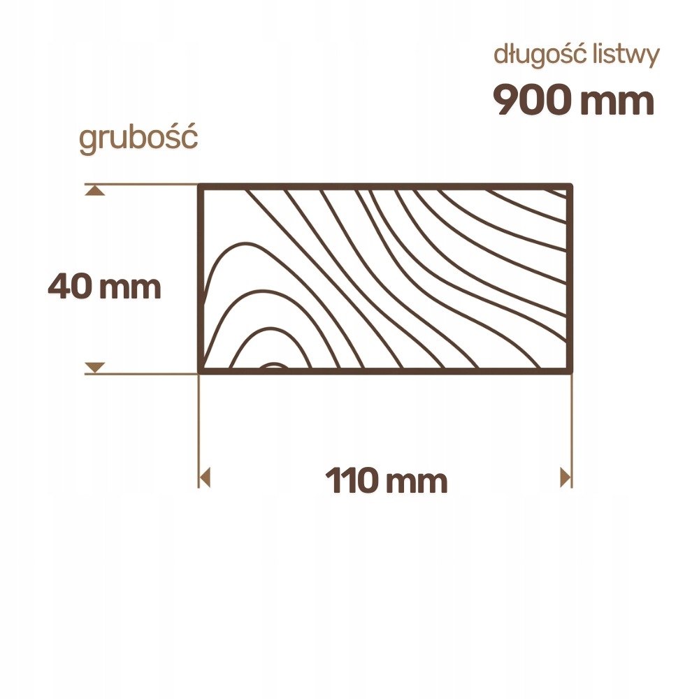 Kantówka drewniana Sosnowa Strugana 40x110x900 mm Deska RobiWood - obrazek 2