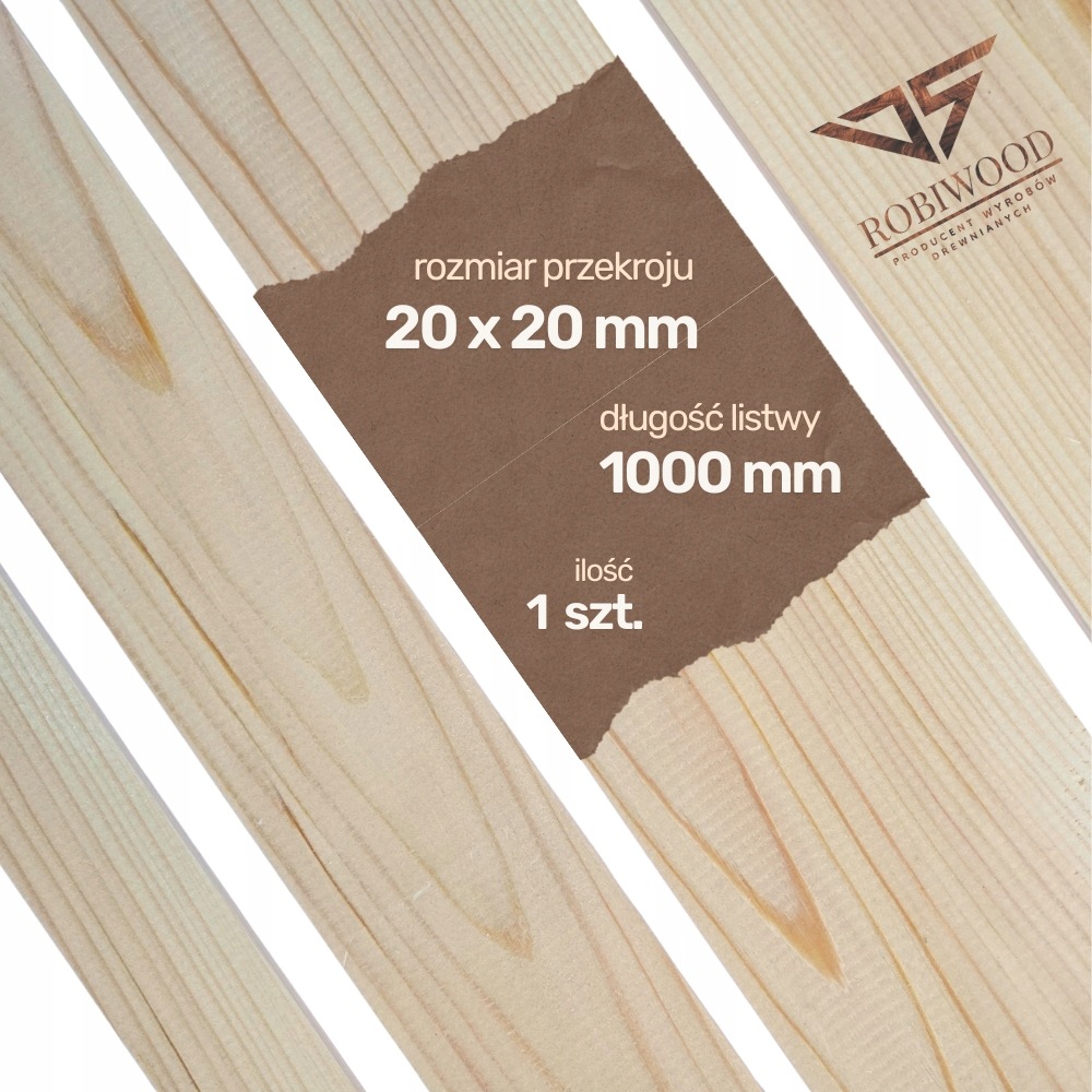 Kantówka drewniana Sosnowa Strugana 20x20x1000 mm Deska RobiWood