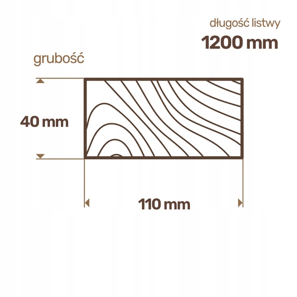 Kantówka drewniana Sosnowa Strugana 40x110x1200 mm Deska RobiWood - obrazek 2