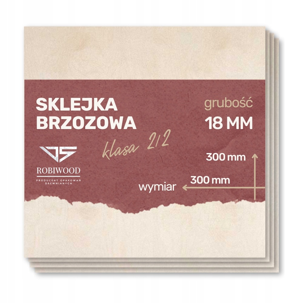 Sklejka Brzozowa do Lasera 18mm (300x300 mm) 1szt CNC RobiWood