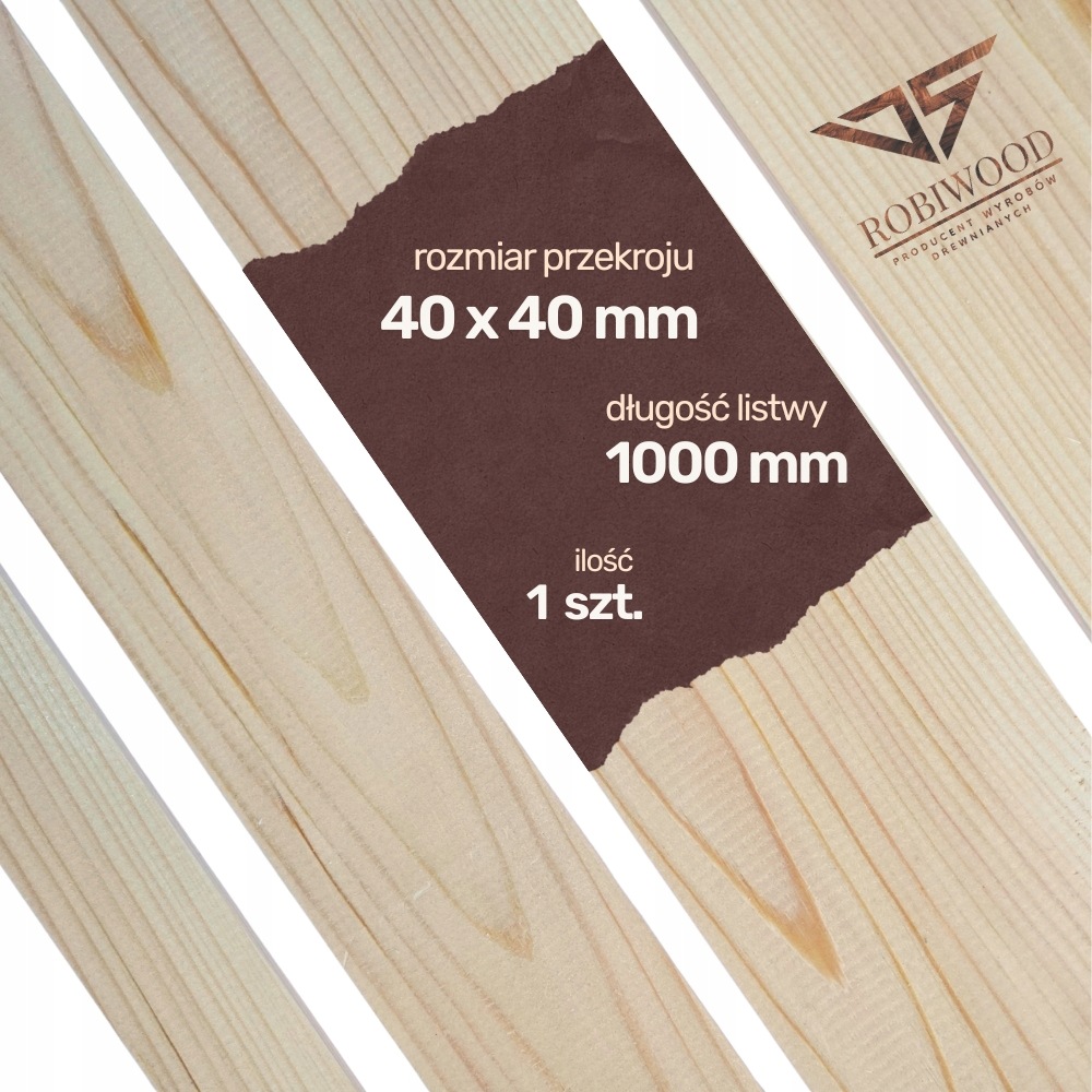 Kantówka drewniana Sosnowa Strugana 40x40x1000 mm Deska RobiWood