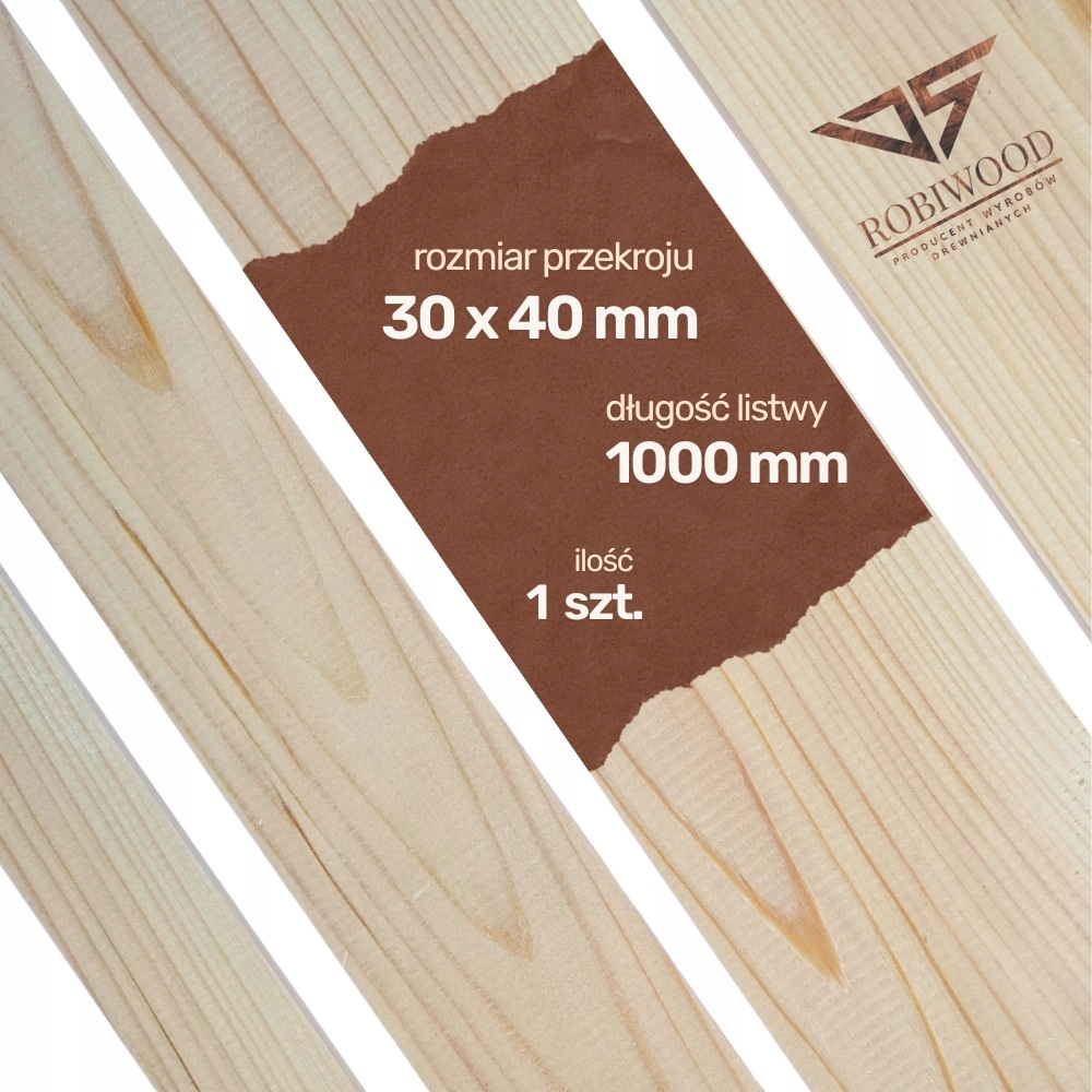 Kantówka drewniana Sosnowa Strugana 30x40x1000 mm Deska RobiWood